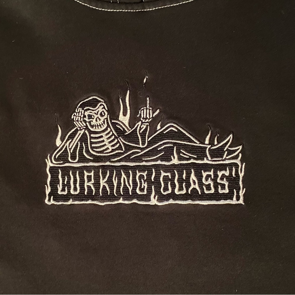 ☠️Lurking Class Embroidered Black Hoodie - Picture 5 of 13